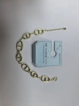 Gold Geometric Oval Link Bracelet for Women, Minimalist Alloy Fashion Jewelry with Brand Card, Adjustable Extender Chain