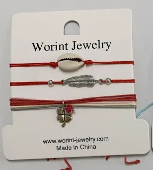 Boho Red String Bracelet Set - Shell Feather Bell Beaded Woven Bracelets, Vacation Stacking Jewelry for Women