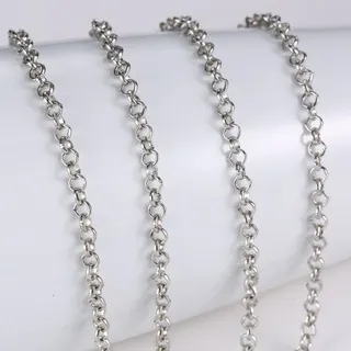 Rose Gold Circle Chain 60cm Alloy Jewelry Finding Chain - DIY Necklace Bracelet Beading Link Chain, Mirror Polished, 1pc