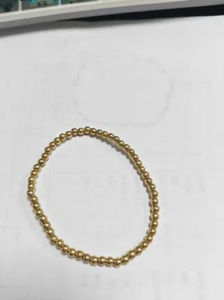 Gold Beaded Bracelet for Women - 18cm Elastic Round Gold Beads Stretch Bracelet, Minimalist Luxury Stackable Jewelry
