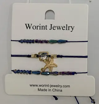 Ocean Starfish Beaded Bracelet - Elastic Cord Charm Bracelet with Gold Starfish & Crystal, Boho Summer Beach Jewelry for Women, Multi-Color Seed Bead Wristband