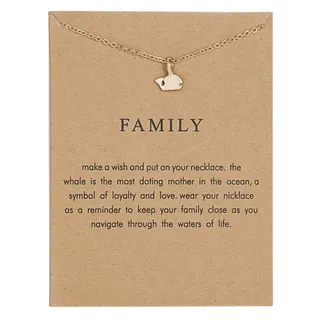Family Whale Necklace for Women, 18K Gold Plated Alloy Pendant, Adjustable 44+5cm Chain, Mother's Day Gift with Meaningful Card