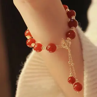 Lucky Clover Bead Bracelet for Women, 18K Gold Plated Alloy with Micro Paved Zircon, Green Glass Beads, Adjustable 16-22cm, French Vintage Jewelry Gift