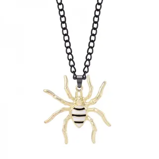 Halloween Spider Necklace Gothic Dark Alloy Pendant 45cm Punk Black Spider Chain for Cosplay Party