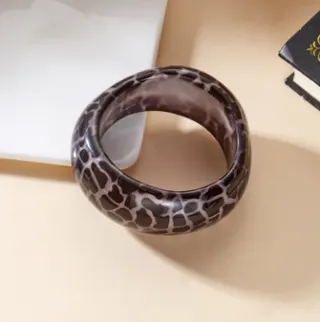 Leopard Print Wide Cuff Bracelet - Lightweight Acrylic Bangle, Vintage Bold Statement Jewelry for Women, Approx 6cm