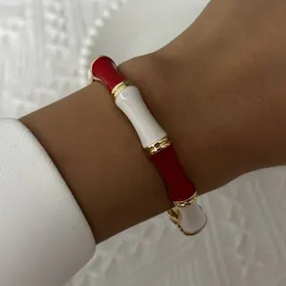 Vintage Red Gold Enamel Bangle - Retro Diamond-Lattice Drip Enamel Cuff Bracelet, 18K Gold Plated Alloy, French Chic Jewelry