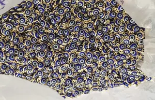 Evil Eye Nazar Bead Charm, Resin Dipped Glaze with 18K Gold Plated Frame, ~1cm Round DIY Jewelry Spacer, Boho Protective Eye Pendant for Bracelet Necklace