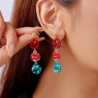Christmas Santa Claus Acrylic Earrings - Cute Cartoon Dangle Hoop Earrings, Lightweight Red & White Holiday Party Jewelry, Festive Gift for Women Girls, Pair