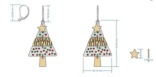Christmas Tree Earrings Gold Zinc Alloy Star Drop Earrings Holiday Party Jewelry Christmas Gift Pair