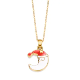 Christmas Santa Hat Enamel Pendant Necklace, 18K Gold Plated Stainless Steel, Multicolor Drip Oil Design, 45+5cm Adjustable Chain, Holiday Gift for Women