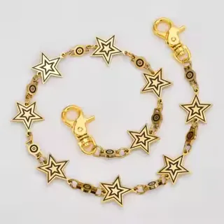 Gold Star Stainless Steel Chain Bracelet Necklace, Hollow Pentagon Geometric 18K Gold Plated Jewelry, Hypoallergenic Tarnish-Free, Sweet Cool Layering Accessory