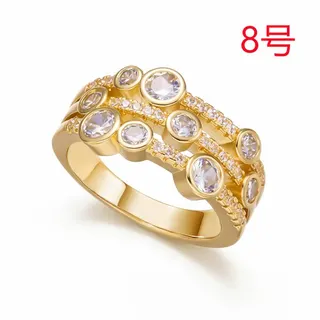 White Gold Tone Copper Zircon Ring - Geometric Line Round Stone Two-Tone Bezel Wide Band, Size 6, High Sparkle Fashion Stackable Ring for Women