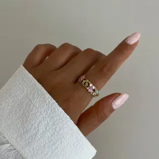 Vintage Enamel Flower Bracelet - 18K Gold Plated Copper Openwork Rhinestone Wide Bangle, Macaron Colorful Floral Jewelry for Women