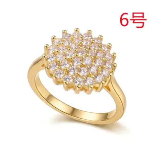 Cubic Zirconia Cluster Ring White Gold Plated, Round Halo Micro-Pavé Statement Ring Size 7, Lightweight Fashion Jewelry for Women