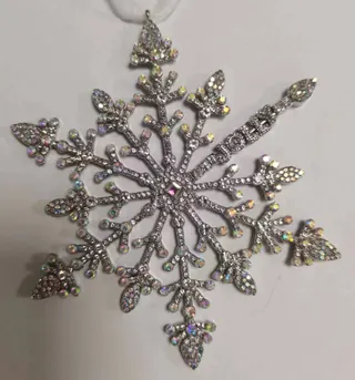 Christmas Snowflake Ornament, Alloy AB Rhinestone Embellishment, 6-Point Symmetric Snowflake Pendant for Tree Decoration & DIY Crafts, Bulk 1pc+