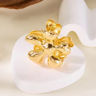 Silver Flower Hair Clip - Alloy Mirror-Polished 5 Petal Hair Claw Clip, 5cm French Vintage Hair Accessory for Women