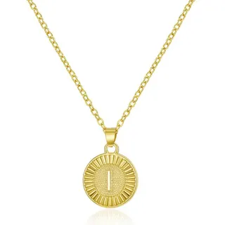 Letter E Round Pendant Necklace, Gold-Plated Alloy Sunburst Initial Choker Chain, Adjustable 40+5cm, Minimalist Luxury Gift for Women