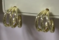 Geometric Cage Hoop Earrings - 18K Gold Plated Alloy, Twisted Weave Design, Statement Lightweight Earrings for Women