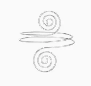 Geometric Spiral Cuff Bracelet Adjustable Wrap Bangle, Alloy Gold Plated Minimalist Open Cuff, 9.5x8.5cm Women's Jewelry Gift