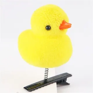 Cute Yellow Duck Spring Hair Clip, Plush Cartoon Duck Hair Accessory for Kids & Girls, Acrylic & Faux Fur Bouncy Hair Clip, Kawaii Hair Clip 7x4cm