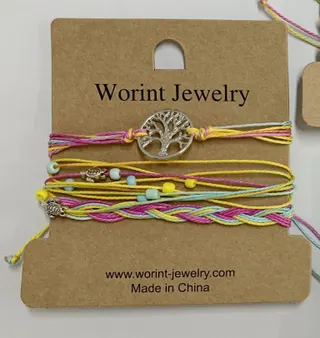Tree of Life Braided Bracelet for Women, Macaron Color Beaded Handmade Wristband, Boho Forest Style Adjustable Charm Bracelet Gift