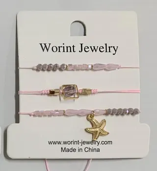 Sweet Pink Beaded Bracelet with Starfish Charm, Elastic String Woven Crystal Bead Jewelry for Women, Ocean Style Summer Accessory