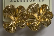 Vintage Floral Earrings Gold Plated Alloy 3D Petal Statement Earrings for Women