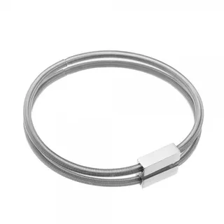 Minimalist Spring Coil Bracelet with Engravable Rectangle Plate, 18K Gold Plated Stainless Steel, 19cm, Hypoallergenic Custom Jewelry Gift