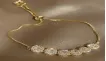 Luxury Rhinestone Adjustable Bracelet, 18K Gold Plated Alloy with Cubic Zirconia, Pull-Chain Stretch Design 17+5cm, Elegant Fine Bracelet Gift for Women