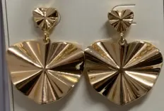 Luxury Gold Heart Flower Earrings - 18K Gold Plated Alloy Geometric Faceted Drop Earrings for Women, Romantic Statement Jewelry
