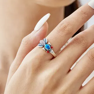 Cloisonne Goldfish Ring Adjustable Open Band Alloy Silver Plated Chinese Style Enamel Jewelry for Women