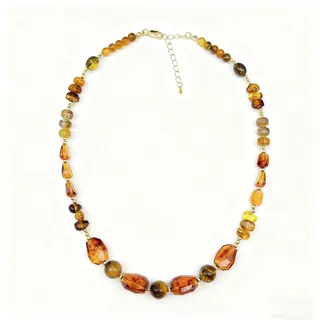 Tiger Eye Acrylic Necklace - Vintage Cat's Eye Beaded Choker, Gold-Tone Faceted & Round Mixed Strand, Adjustable 40+5cm Clavicle Chain for Women