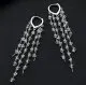 Pink Rhinestone Butterfly Bow Tassel Dangle Earrings, 18K Gold Plated Alloy with Crystal, Sweet Elegant Long Drop Earrings for Women, Approx 10cm, Pair