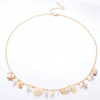 Seashell Starfish Pearl Waist Chain - Gold Ocean Beach Body Chain with Adjustable Extender, Boho Summer Jewelry for Women