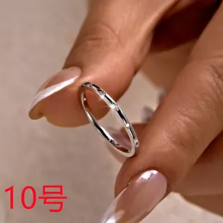Minimalist Thin Band Ring with Small Zirconia Stones, White Gold Plated Copper, Size 6, Delicate Stackable Ring for Women