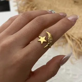 Vintage Gold Ring Set of 5 - Stainless Steel Star Moon Butterfly Flower Openwork Stacking Rings, 18K Gold Plated Hypoallergenic Fashion Jewelry for Women
