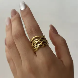 Vintage Leaf Cutout Ring Set - 18K Gold Plated Stainless Steel, Mother of Pearl Flower Oval Stackable Rings, French Boho Statement Jewelry for Women, Hypoallergenic Tarnish Free