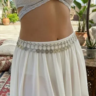 Bohemian Vintage Coin Belt - Antique Gold Alloy Tassel Waist Chain with Hollow Filigree & Coin Charms, Adjustable Dance & Beach Accessory