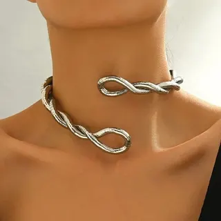 Flexible Snake Chain Necklace, Gold Twist Rope S-Curve Choker, Bendable Alloy 18K Gold Plated Long Necklace 90cm, Versatile Statement Jewelry