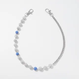 Light Blue Rhinestone Ball Waist Chain - Y2K Bling Belt Chain with Lobster Clasp, Lightweight Fashion Hip Chain for Women