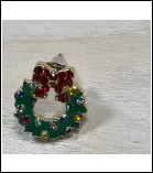 Vintage Floral Wreath Earrings, Copper Enamel & Micro-Paved Colorful Stones, Bohemian French Style Small Stud Earrings 1.5cm Pair