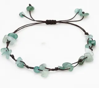 Natural Stone Adjustable Braided Bracelet - Mint Green Aventurine Beads, Boho Minimalist Hand-Knotted Cord Wristband, 16-32cm, Hypoallergenic Gift for Women