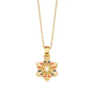 Christmas Star Necklace for Women, Dopamine Colorful Crystal Pendant, Stainless Steel Hypoallergenic 18K Gold Plated, Geometric Six-Point Star Clavicle Chain 45+5cm