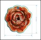 Vintage 3D Rose Flower Charm, Red-Brown with Blue Edge, Resin Hair Pin Brooch Bag Decor DIY Accessory, 3.975x3.95cm