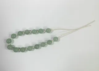 Aventurine Bead Necklace - Natural Stone Round Beads Hand-Knotted Adjustable Drawstring, Sage Green Zen Minimalist Jewelry, Bracelet 2-in-1