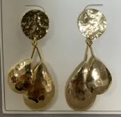 Vintage Hammered Alloy Earrings - Bohemian Teardrop Dangle Earrings, Gold Tone Retro Statement Earrings for Women