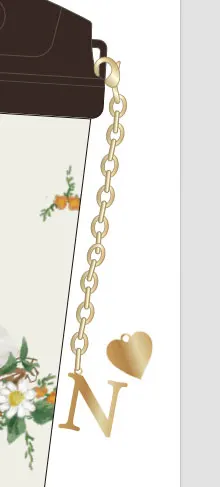 Alphabet N Heart Charm Chain, Gold Plated Alloy Water Bottle Cup Lanyard Pendant, Ins Style Bag & Tumbler Decorative Chain, 7cm