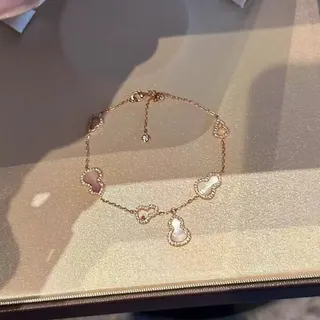 Gourd Lucky Charm Bracelet for Women - Rose Gold Alloy with Imitation Pearl & Micro-Paved Zircon, Adjustable 17+5cm Extender Chain, Elegant Chinese-Style Gift Jewelry