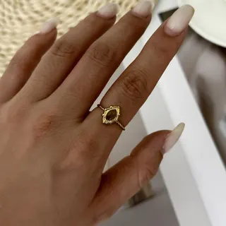 Vintage French Tealight Crystal Ring - Stainless Steel 18K Gold Plated Open Twist Band, Oval Tealight Stone, Adjustable Delicate Ring for Women, Hypoallergenic Retro Jewelry