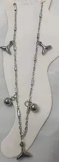 Stainless Steel Anklet Silver Bow Knot Charm with Double Bead Pendant Hypoallergenic Waterproof Beach Jewelry for Women
